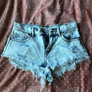 Acid wash high rise bullhead shorts - size 1